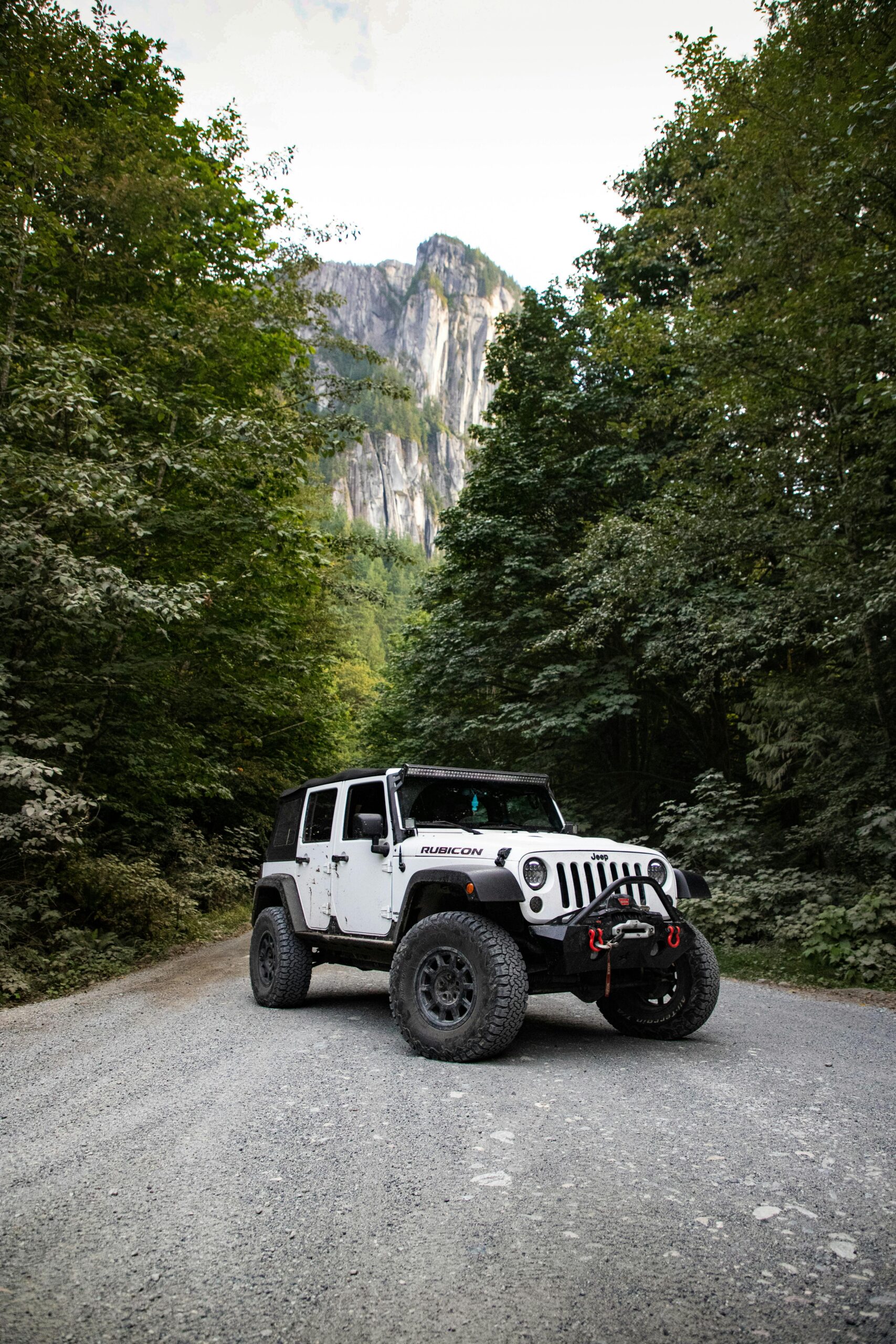 Jeep Rubicon White 4x4 in the mountains